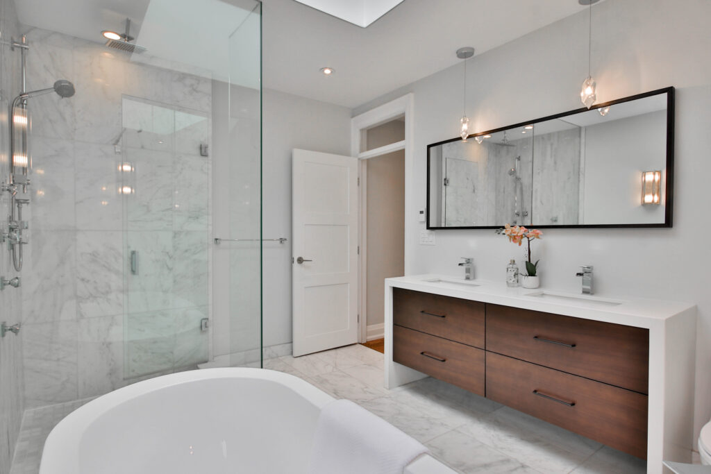 Double Vanity shower and freestading tub